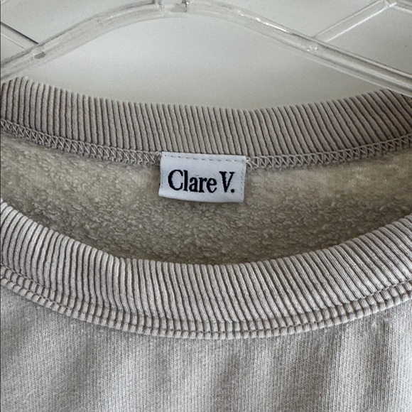 Clare V Beige Gray Crewneck Sweatshirt with Black 'CIAO' Graphic Small - Picture 2 of 7